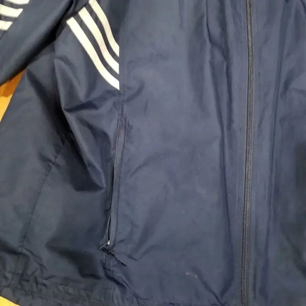 Vintage Y2K Mens Large Adidas Blue Track Windbreaker Jacket